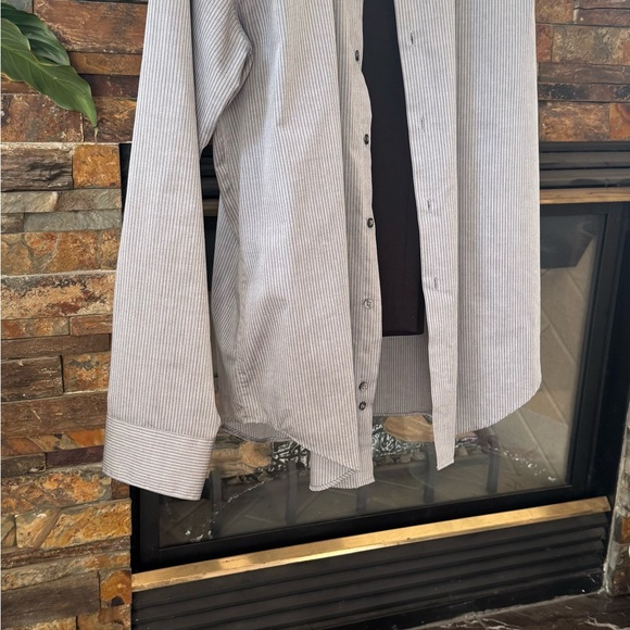 Calvin Klein Gray and White Striped Shirt - Picture 1 of 2